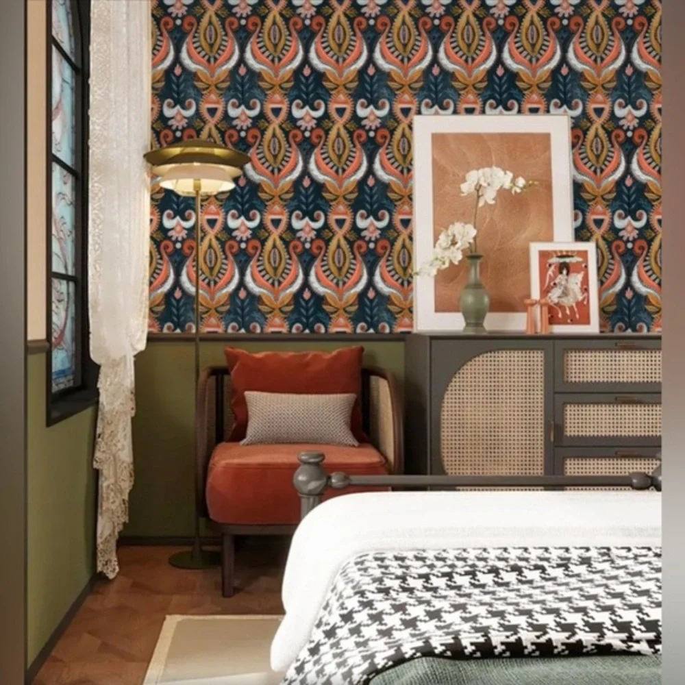HAOKHOME Vintage Peel and Stick Wallpaper Floral Boho Wall Paper Removable